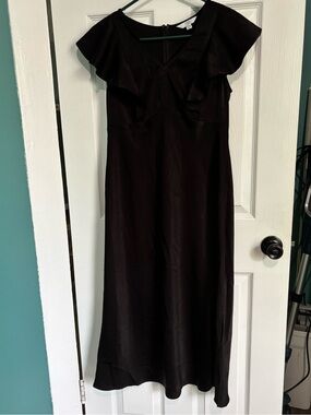 Time and Tru Black Ruffle-Shoulder Maxi Dress